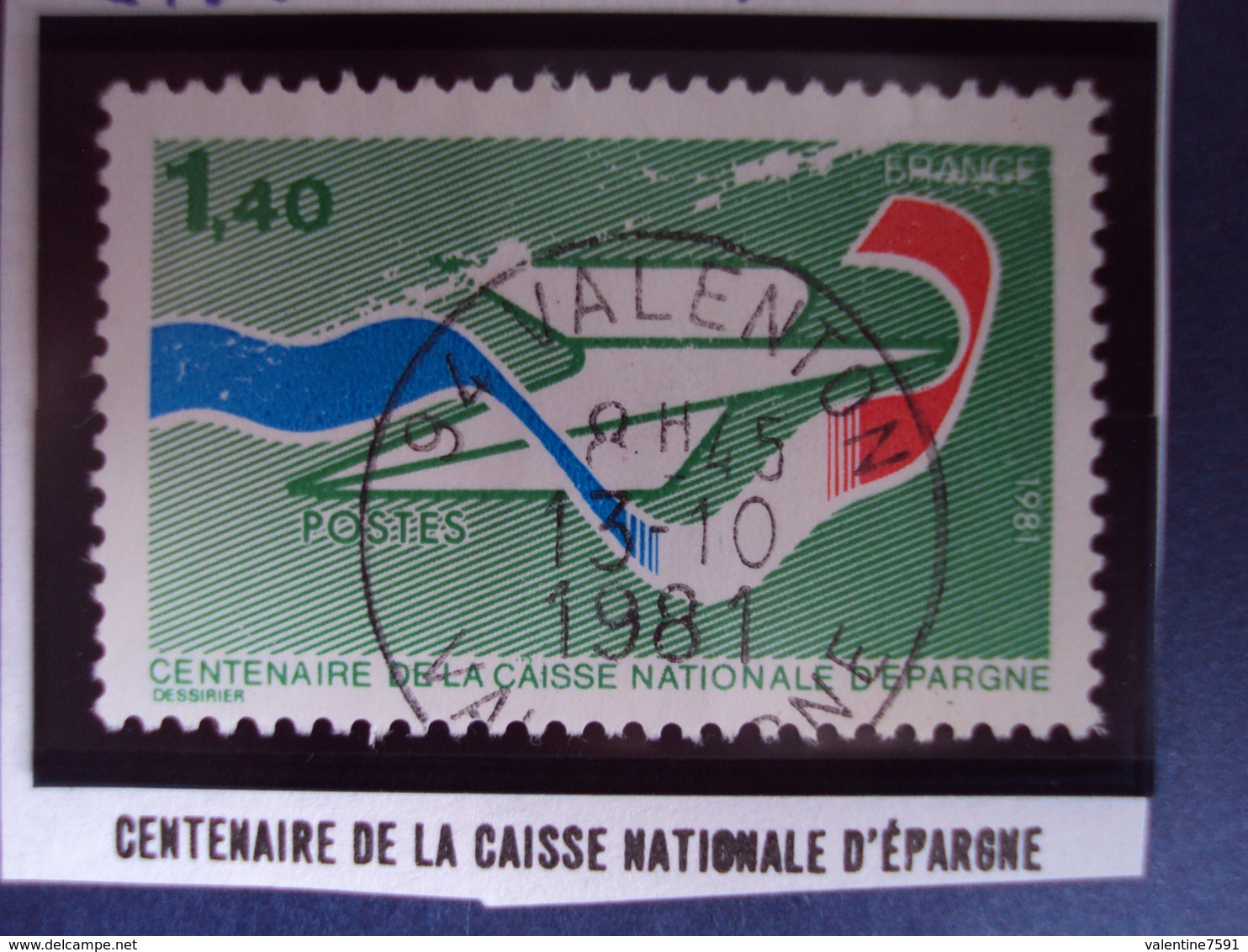1981  - Timbre Oblitéré N°   2165    " 100 Ans Caisse Nationale Epargne -1.40 F Vert    "     0.30 - Oblitérés