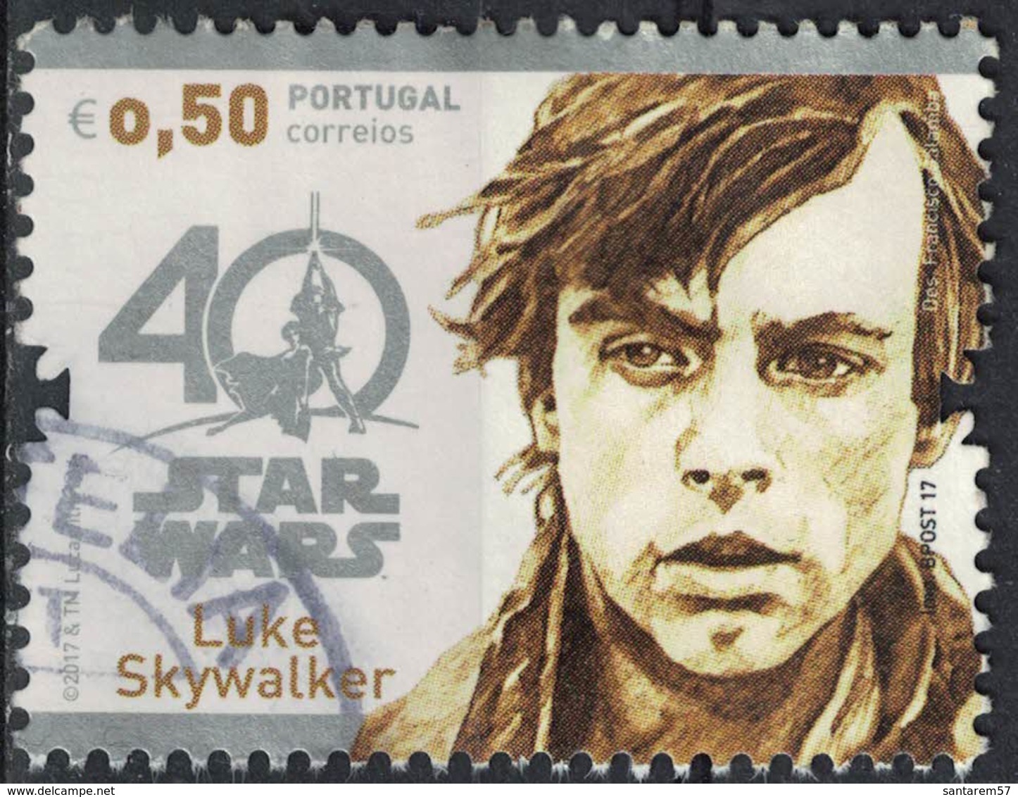 Portugal 2017 Oblitéré Used Star Wars Luke Skywalker SU - Gebraucht