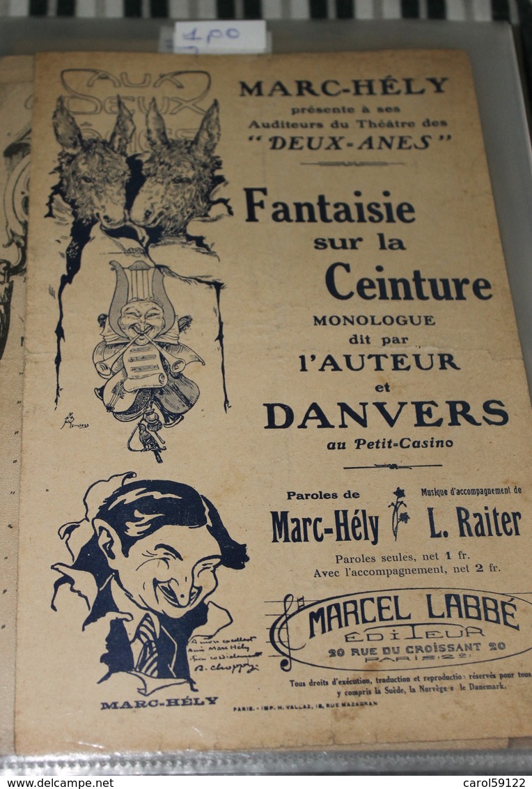 Partition De " Fantaisie Sur La Ceinture" - Partitions Musicales Anciennes