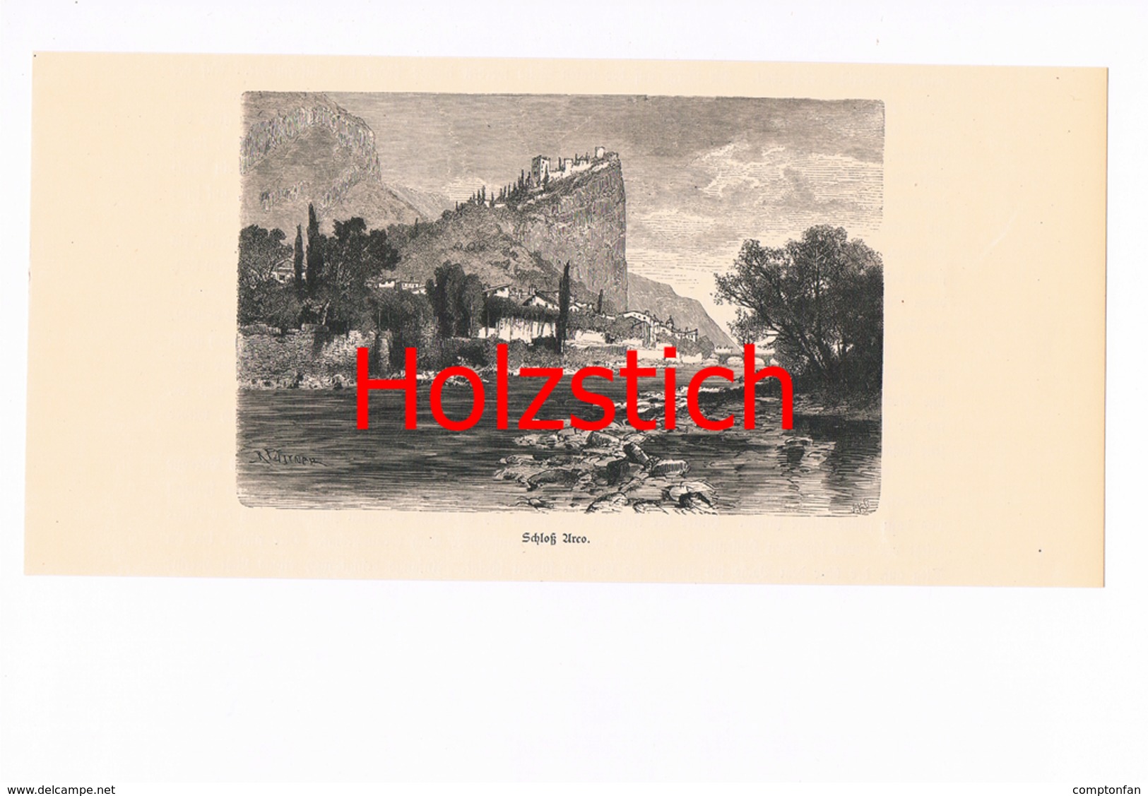 D101 747 Schloß Arco Gardasee Trentino Holzstich Ca. 1878 !! - Estampes & Gravures