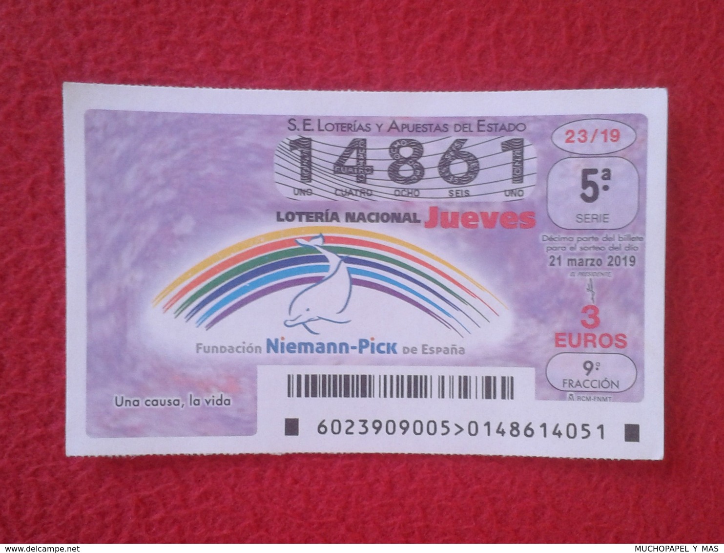 SPAIN DÉCIMO DE LOTERÍA NACIONAL NATIONAL LOTTERY LOTERIE FUNDACIÓN NIEMANN-PICK DE ESPAÑA 2019 VER FOTO Y DESCRIPCIÓN. - Billetes De Lotería