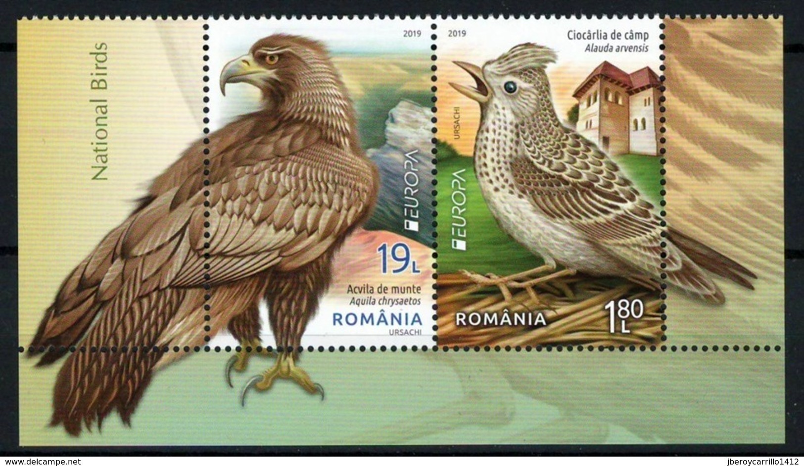 RUMANIA /ROMANIA /RUMÄNIEN -EUROPA 2019 -NATIONAL BIRDS.-"AVES -BIRDS -VÖGEL -OISEAUX"- SERIE B- PROCEDE BF 1 - 2019