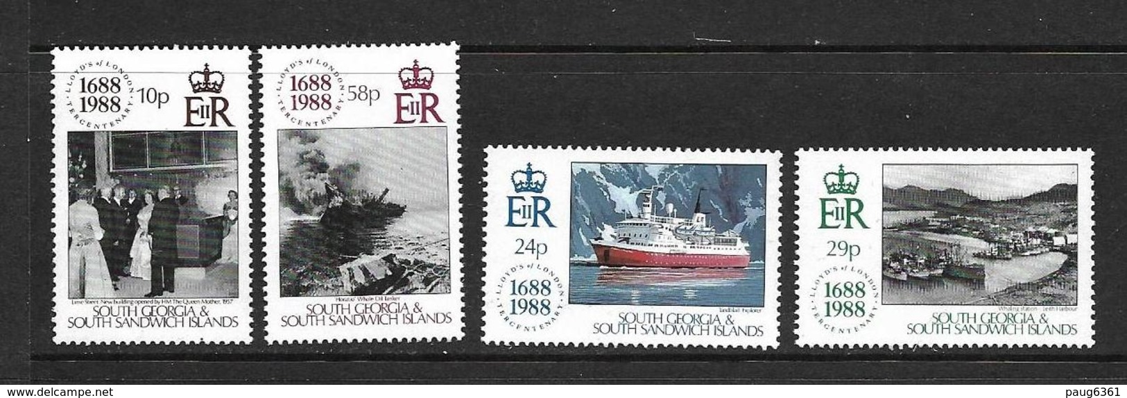 GEORGIE DU SUD 1988 ASSURANCE LA LLOYD  YVERT N°188/91  NEUF MNH** - Géorgie Du Sud