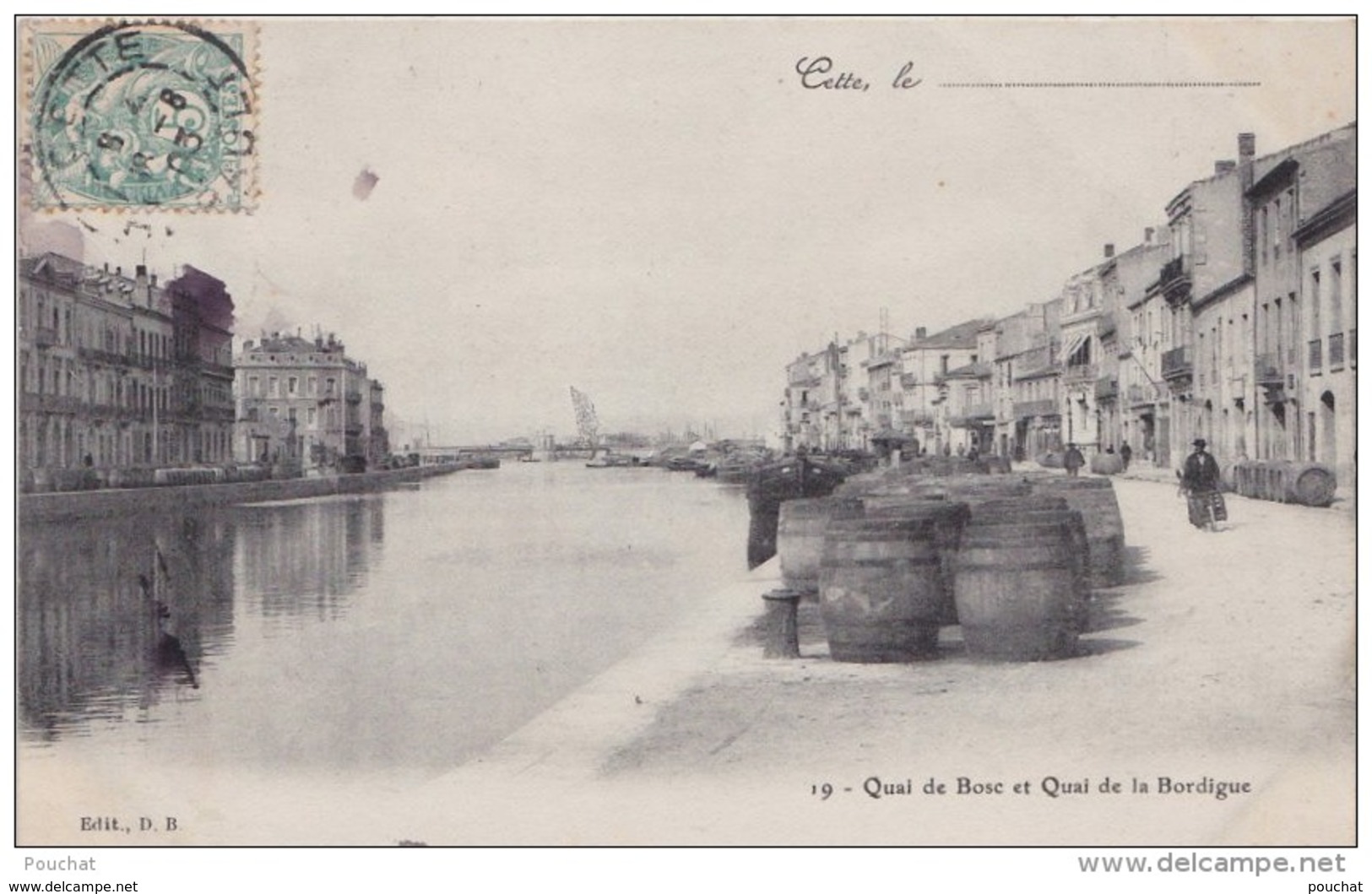 IS23- 34) CETTE (HERAULT) QUAI DE BOSC ET QUAI DE LA BORDIGUE - (ANIMEE - OBLITERATION DE 1903 - 2 SCANS) - Sete (Cette)