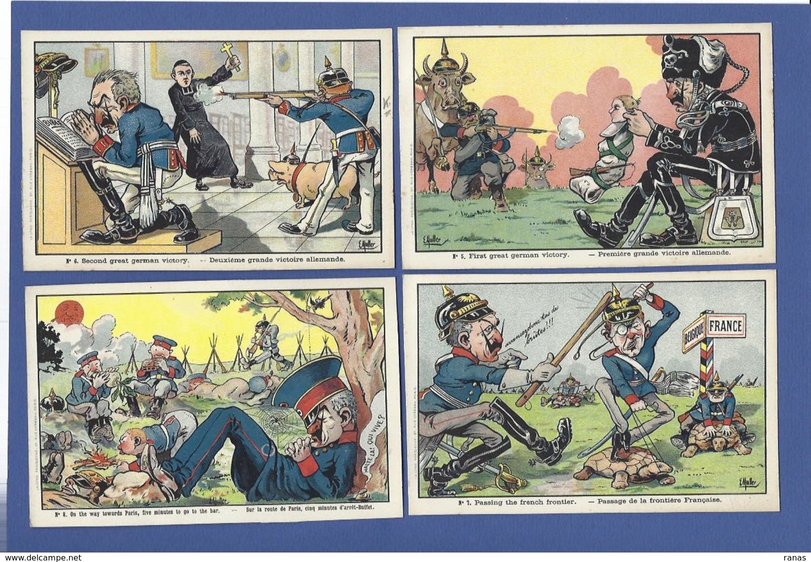 CPA Muller Kaiser Allemagne Germany Caricature Satirique Patriotique Non Circulé Ensemble Lot De 10 Cartes Voir Scans - Humoristiques