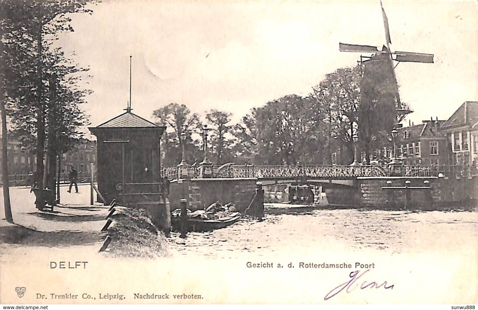 Delft - Gezicht A D Rotterdamsche Poort (animatie, Molen, Dr Trenkler) - Delft