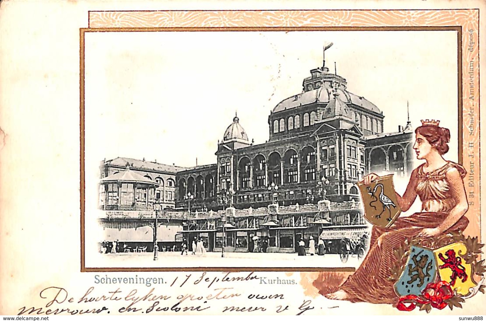 Scheveningen - Kurhaus (Litho, Animatie, Gekleurd J H Schaefer 1902) - Scheveningen