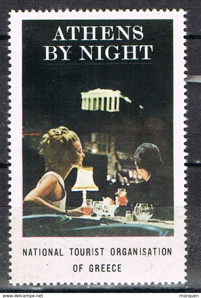 Viñeta, Label , Vignette GRECIA, Grece, Griechlñand. Tourism, Turismo, ATENAS By NIGHT ** - Variétés Et Curiosités