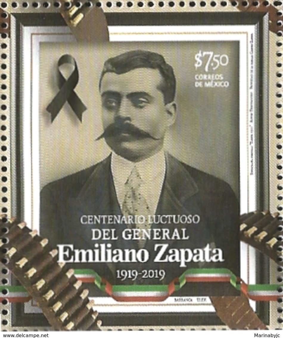 J) 2019 MEXICO, LUCTUOUS CENTENARY FROM GENERAL EMILIANO ZAPATA, MNH - Mexico