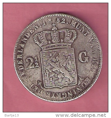 NEDERLAND 2 1/2 GULDEN 1852 WILLEM III RESTRIKE NOT ORIGINAL - 1849-1890 : Willem III