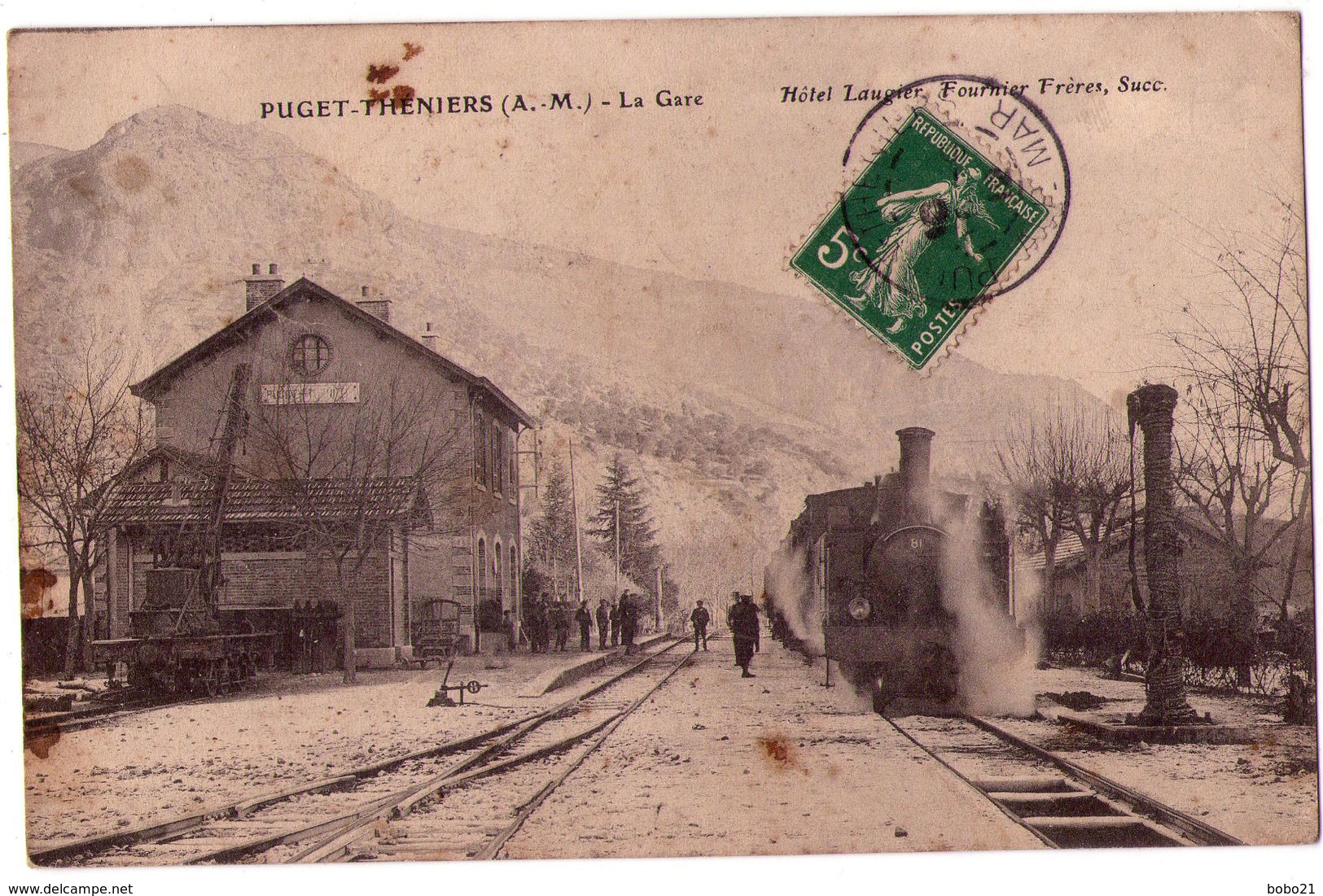 4610 - Puget-Théniers ( 06 ) - La Gare - Hotel Laugier-Fournier Frères Succ. - - Autres & Non Classés