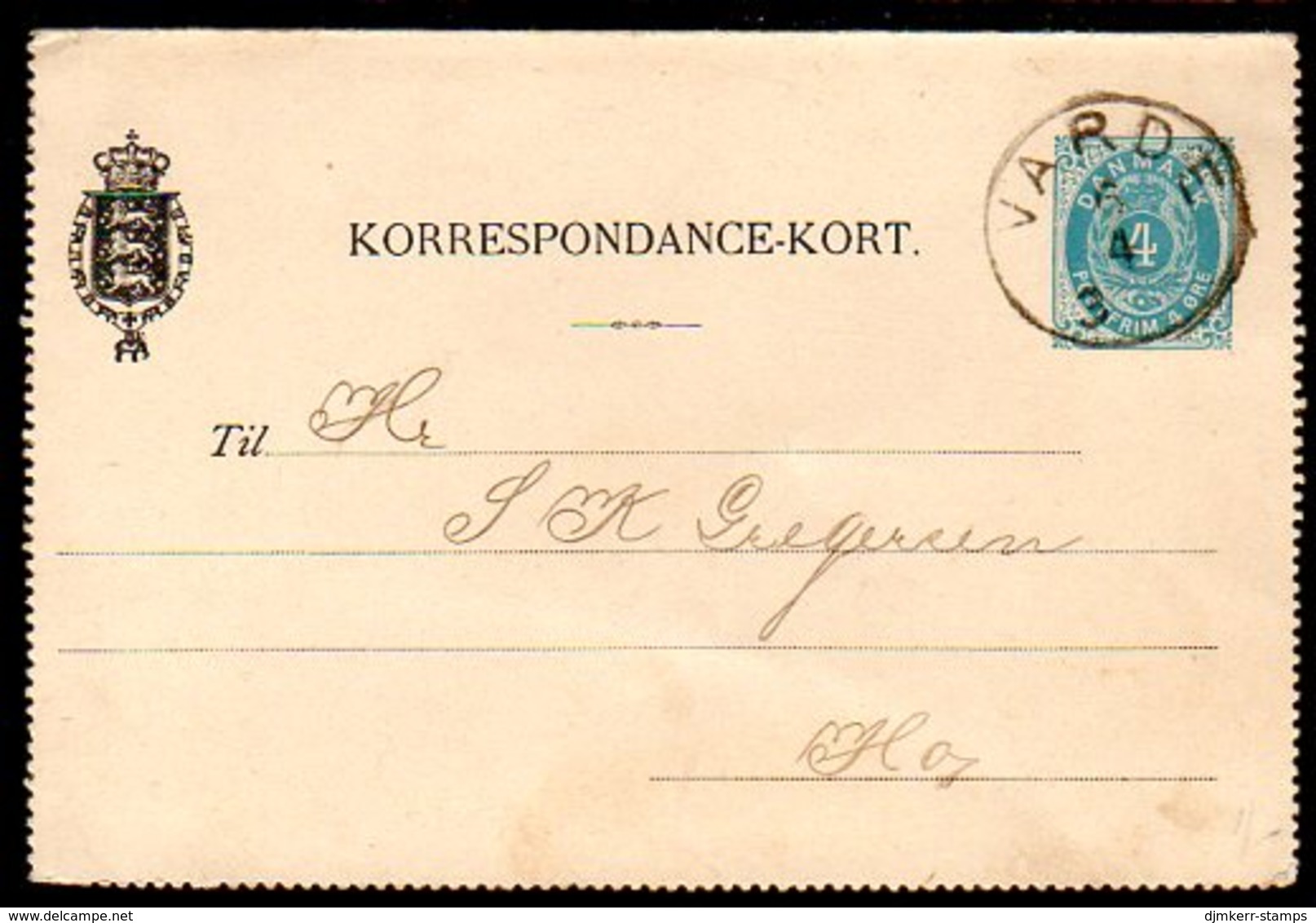DENMARK 1888 Numeral In Oval Lettercard 4 Øre Used.  Michel K1 - Entiers Postaux