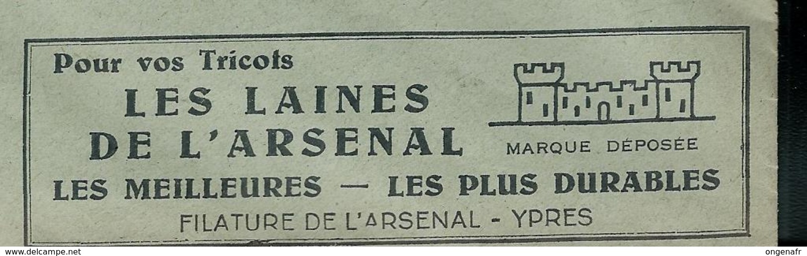 Belgique:  Tricots - Les Laines De L'Arsenal - Ypres    ----machines à écrire SM  Obl. 31/03/1936 - Usines & Industries