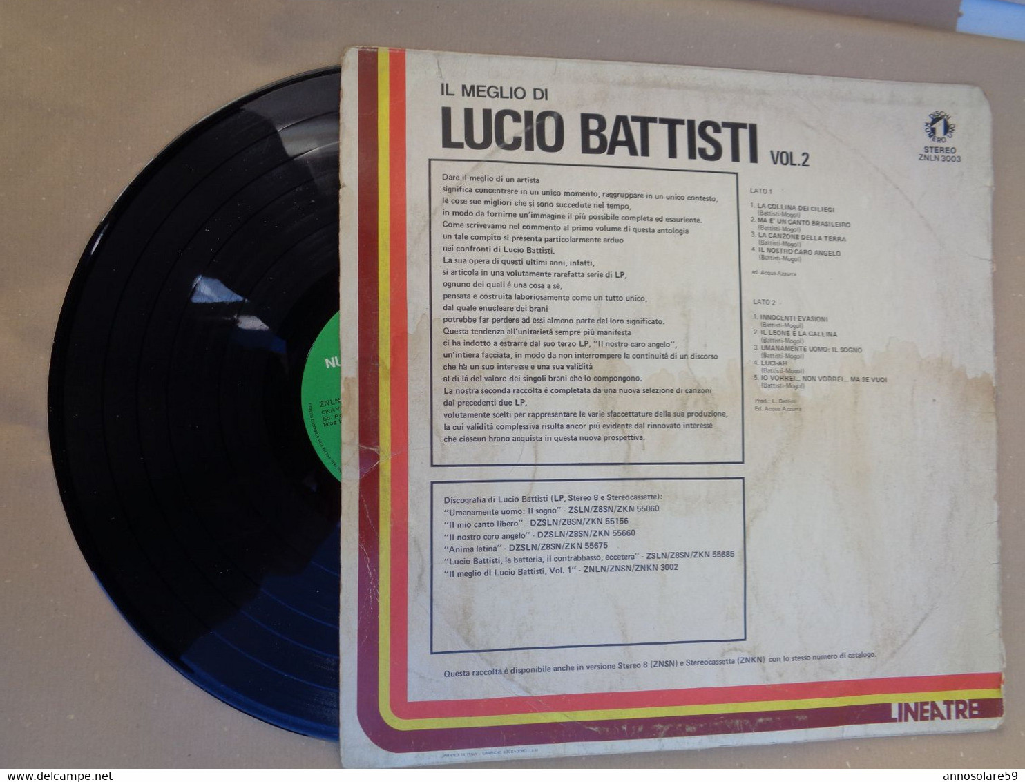 DISCO 33 GIRI LP "LUCIO BATTISTI" IL MEGLIO DI LUCIO BATTISTI Vol.2 - LEGGI - Sonstige - Italienische Musik