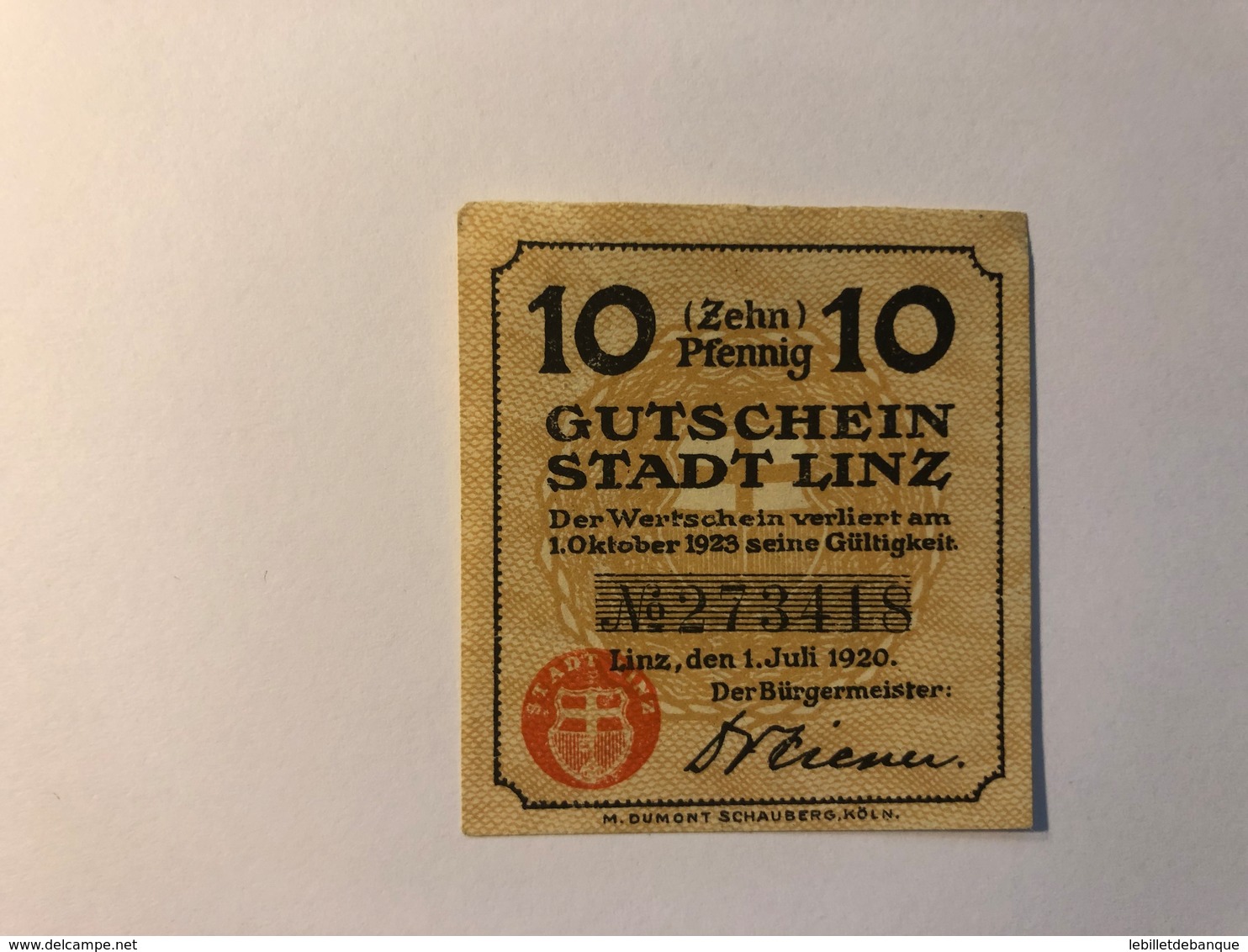 Allemagne Notgeld Linz 10 Pfennig - Collections