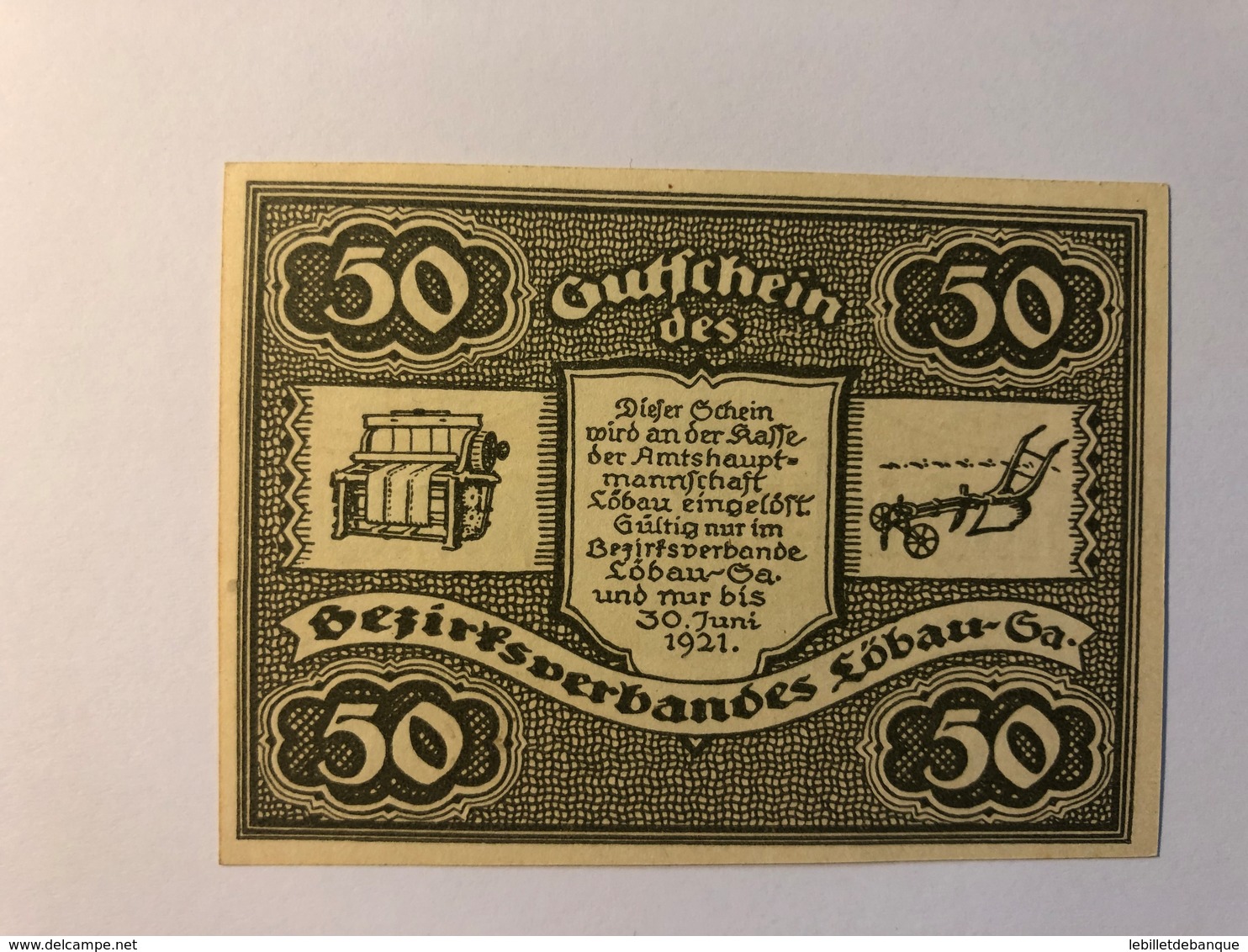 Allemagne Notgeld Lobau 50 Pfennig - Collections
