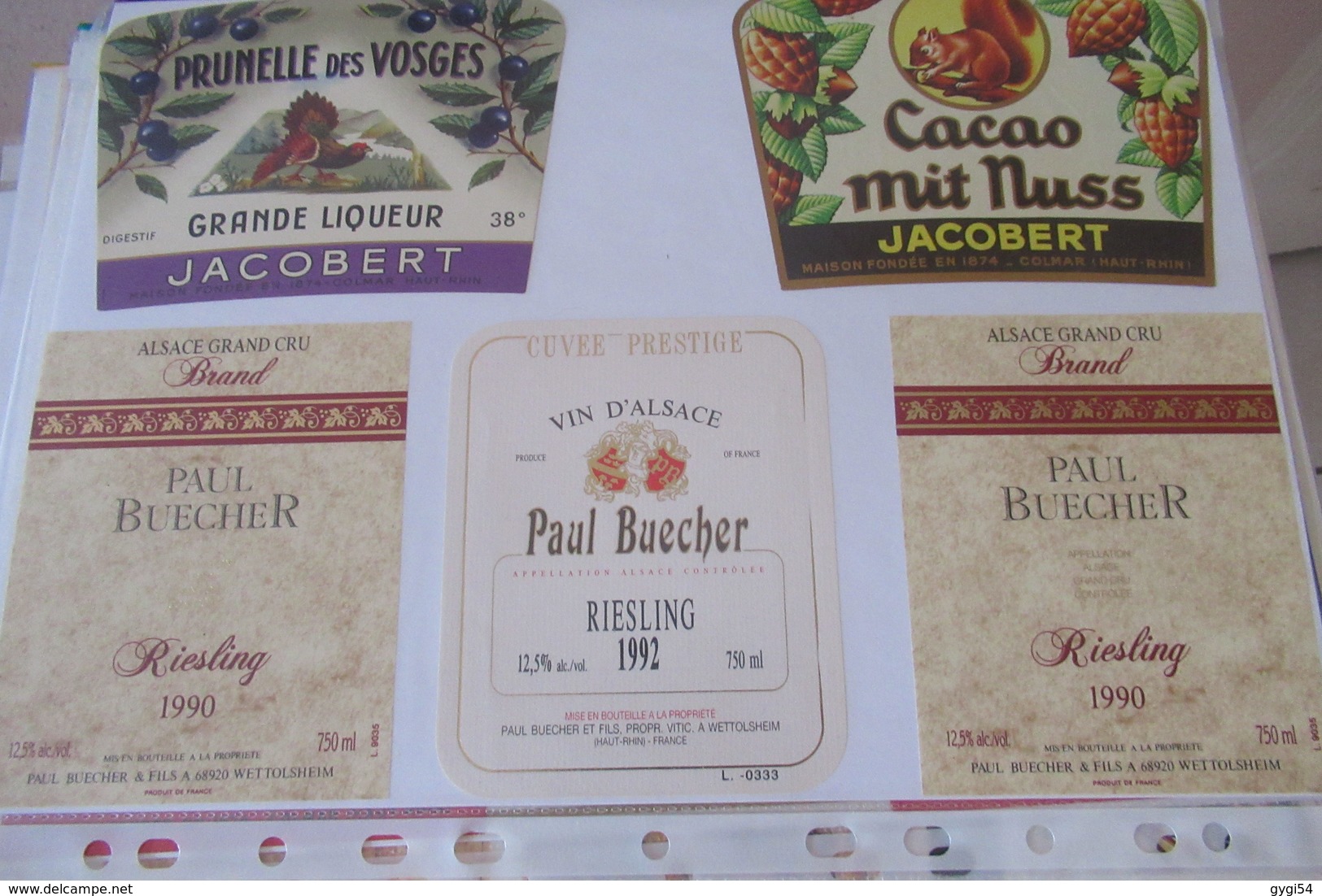 324    Etiquettes   De Vins  Vins D' Alsace Rouge Et Blanc - Collections, Lots & Séries