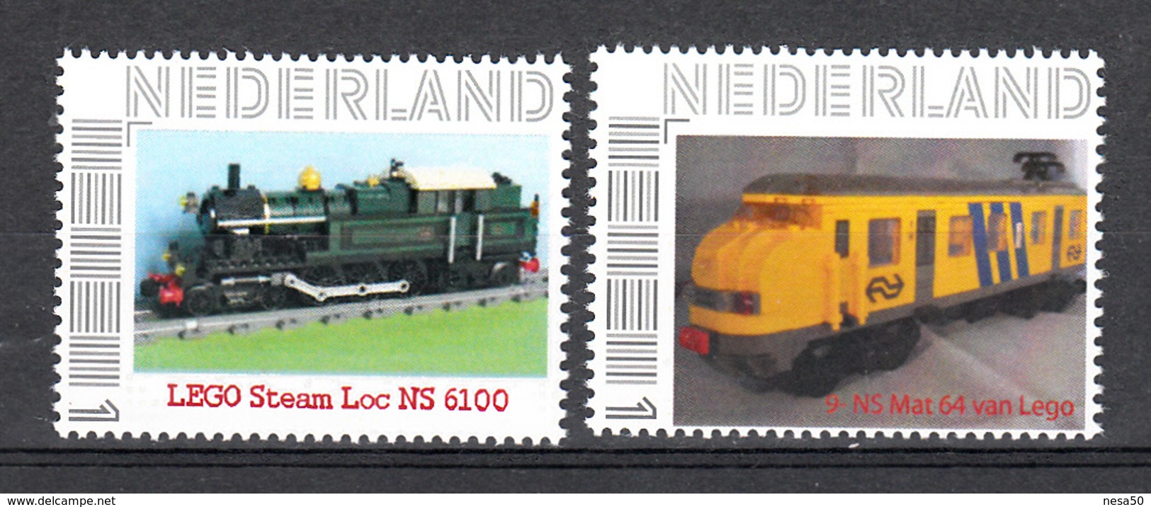 Trein, Train, Locomotive, Eisenbahn Nederland Lego :  Steam Loc NS 6100 + NS Mat 64 - Eisenbahnen