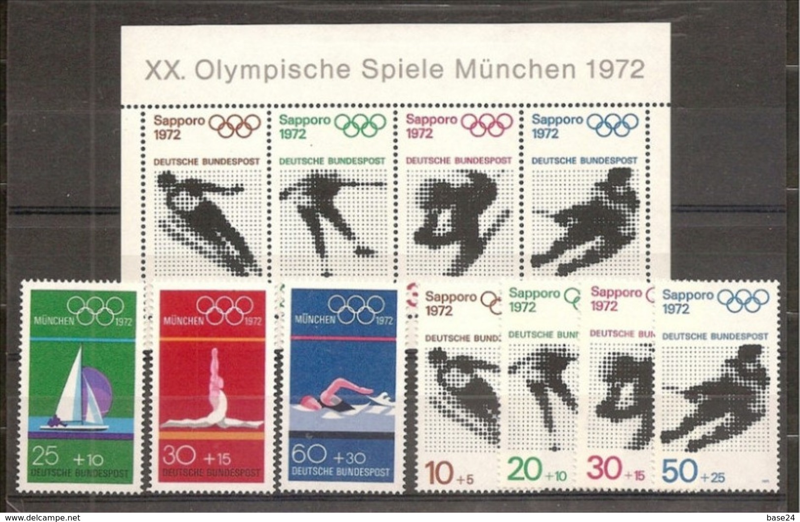 1972 Germania Germany OLIMPIADI SAPPORO OLYMPICS Foglietto (5) + Serie (544/47) 1971 + 571/73 MNH** - Inverno1972: Sapporo