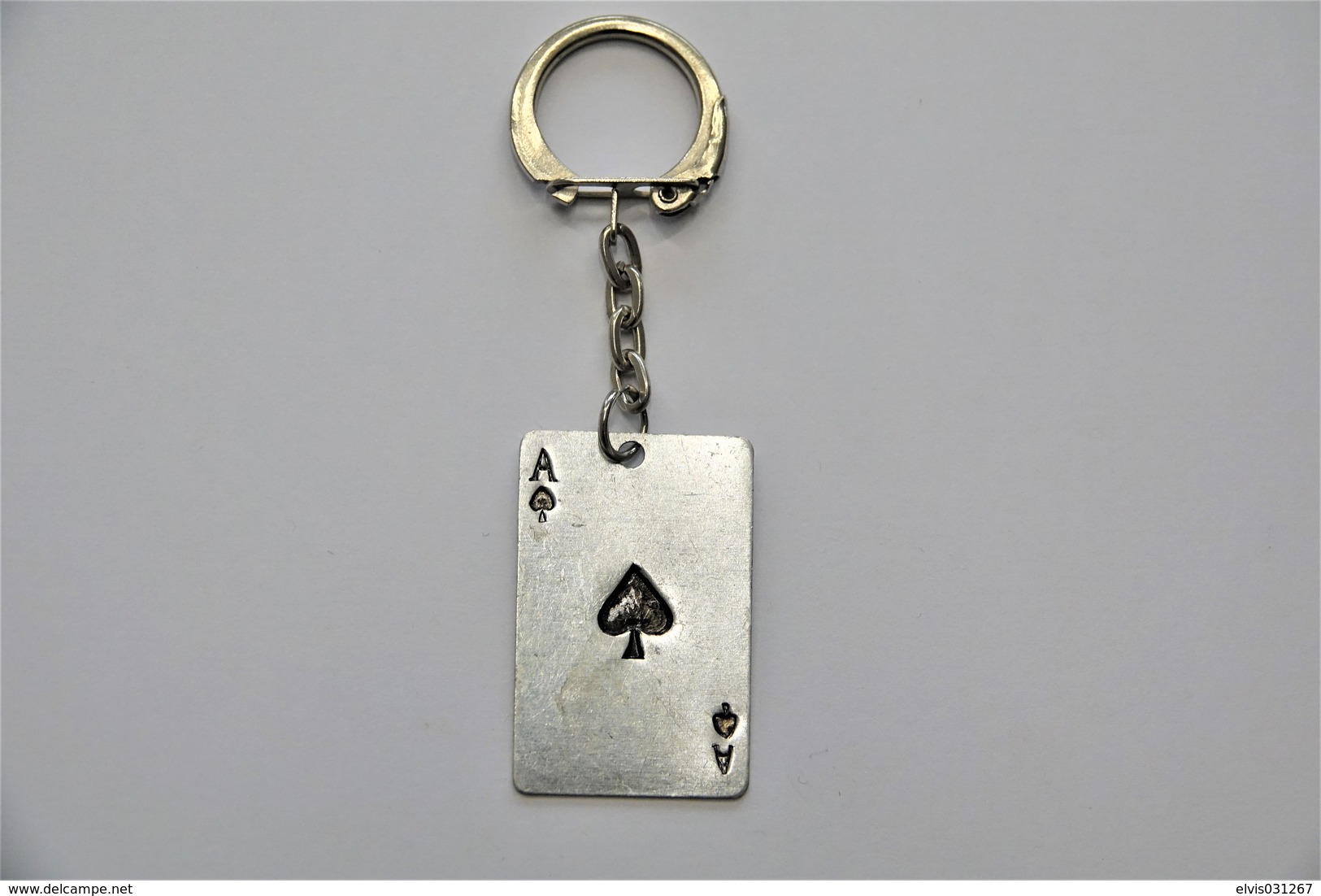 Vintage KEYCHAIN : METAL ACE PLAYING CARDS - RaRe - 1980's - Porte-cles - Porte-clefs