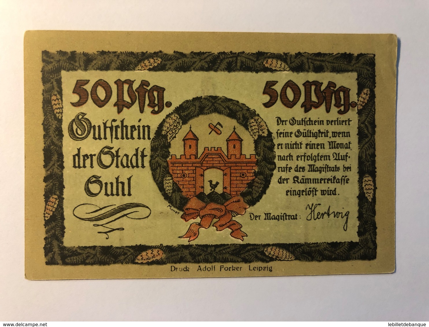 Allemagne Notgeld Suhl 50 Pfennig - Collections