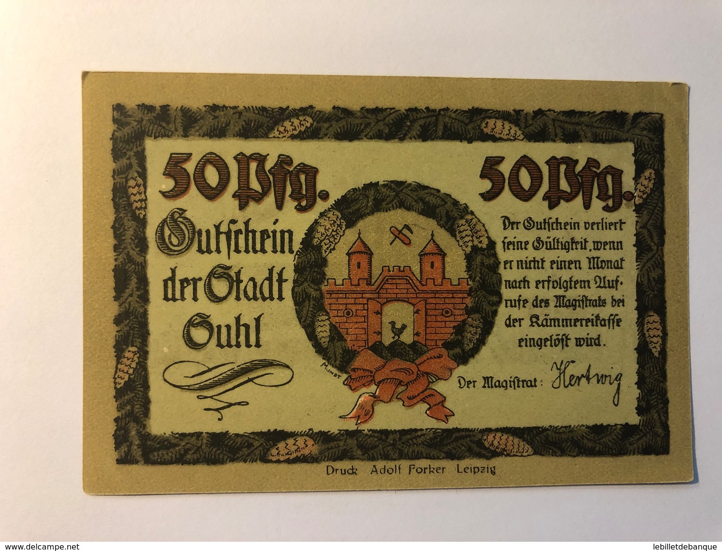 Allemagne Notgeld Suhl 50 Pfennig - Collections