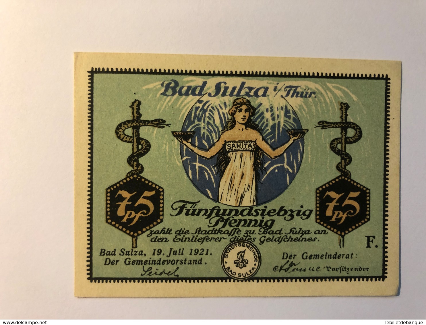 Allemagne Notgeld Sulza 75 Pfennig - Collections