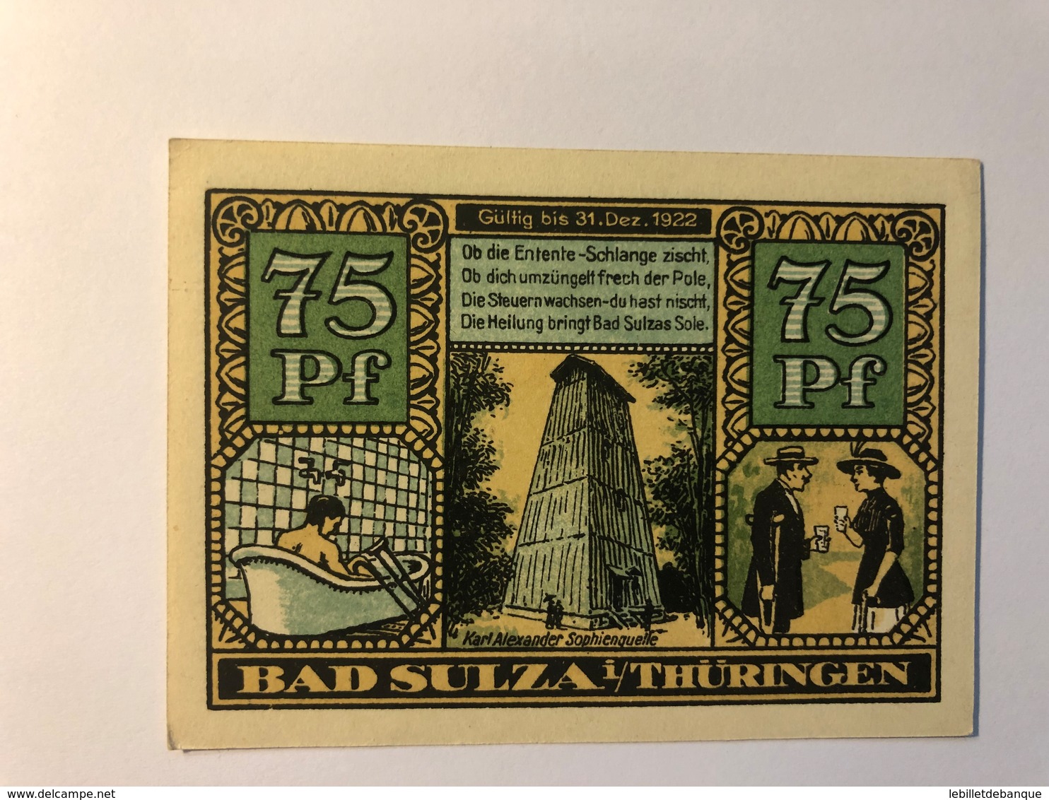 Allemagne Notgeld Sulza 75 Pfennig - Collections
