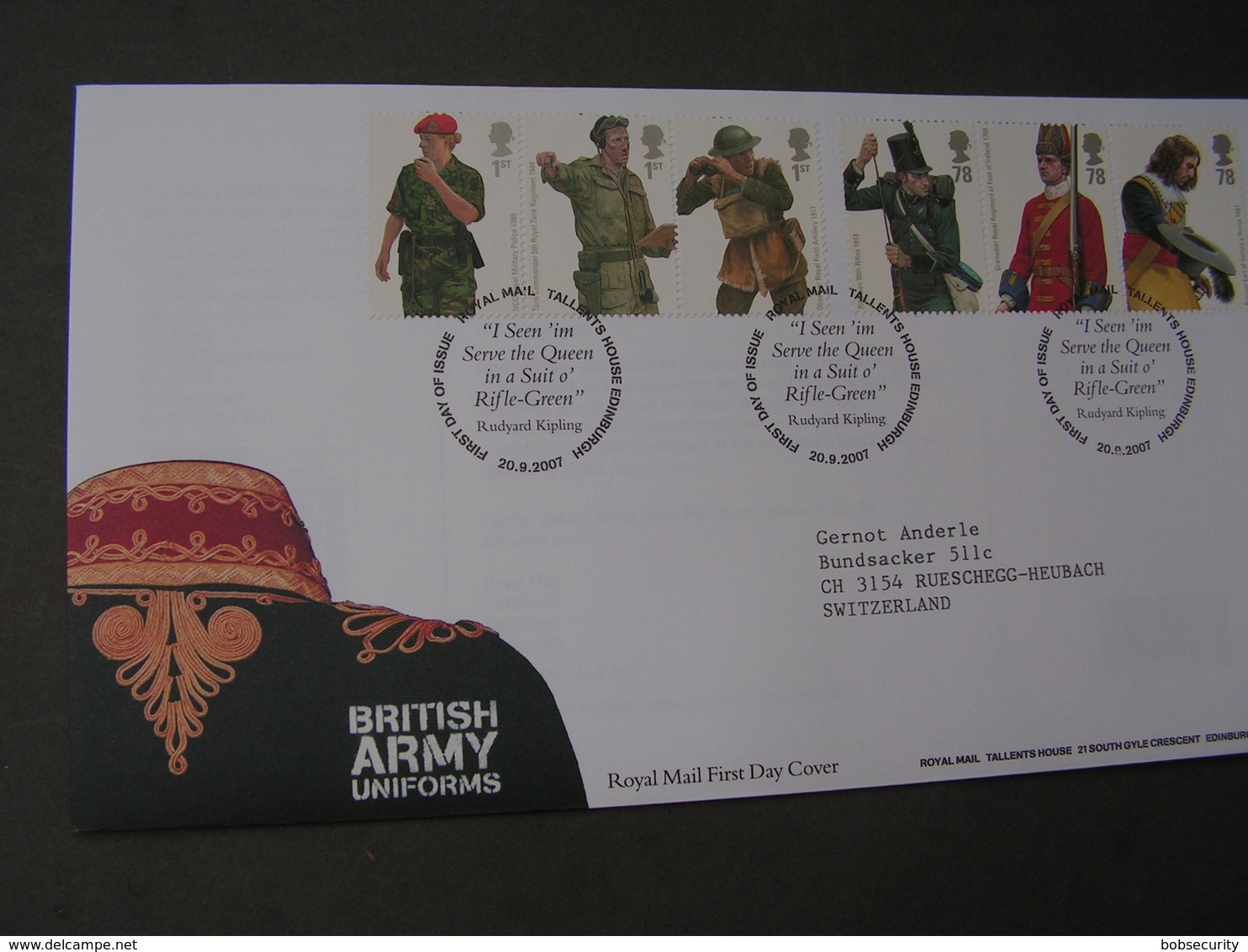 GB FDC 2007  Army - 2001-2010 Dezimalausgaben