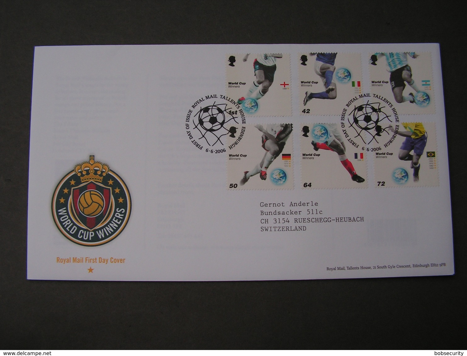 GB FDC 2006  World Cup - 2001-2010 Dezimalausgaben