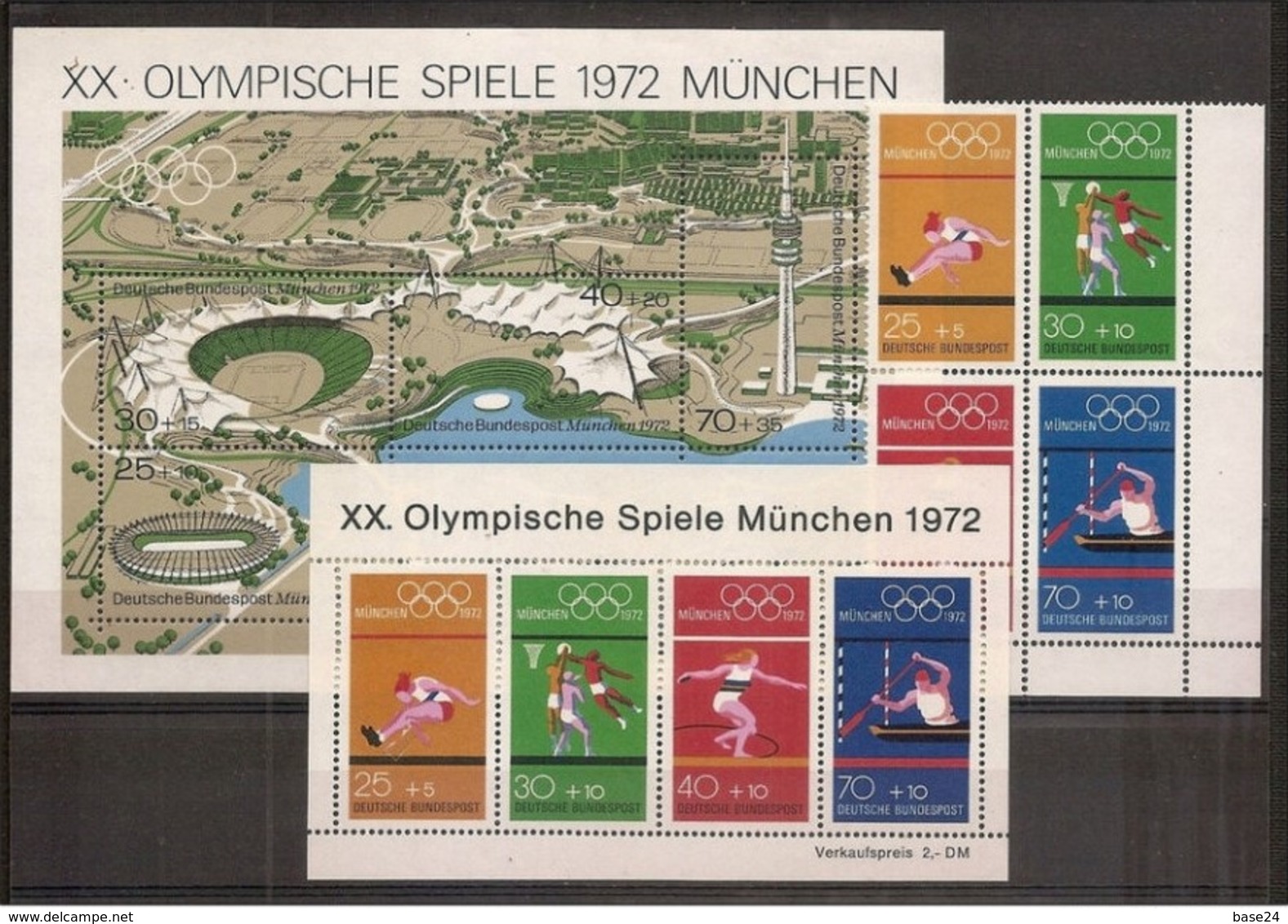 1972 Germania Germany OLIMPIADI DI MONACO  MUNICH OLYMPICS 2 Foglietti + Serie (BF 6,7 + 586/89) MNH** - Verano 1972: Munich