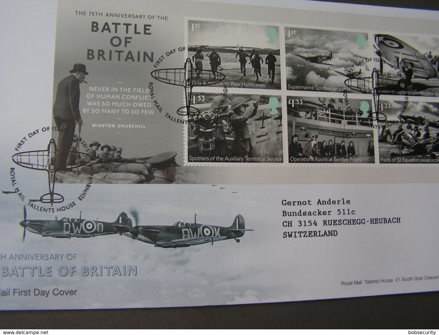 GB FDC 2015 Battel Of Britain - Blocks & Kleinbögen