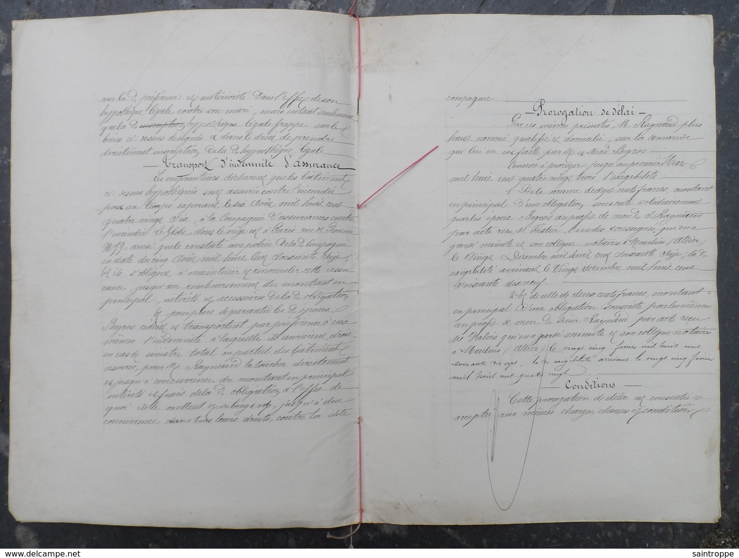 Manuscrit De 1879.Gilbert Bogros,Scieur De Long à Moulins,doit 1100 Francs à Gilbert Raymond, Menuisier à Moulins.... - Manuscrits