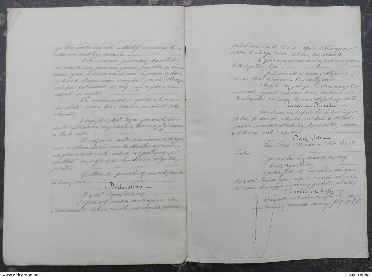 Manuscrit De 1879.Gilbert Bogros,Scieur De Long à Moulins,doit 1100 Francs à Gilbert Raymond, Menuisier à Moulins.... - Manuscrits