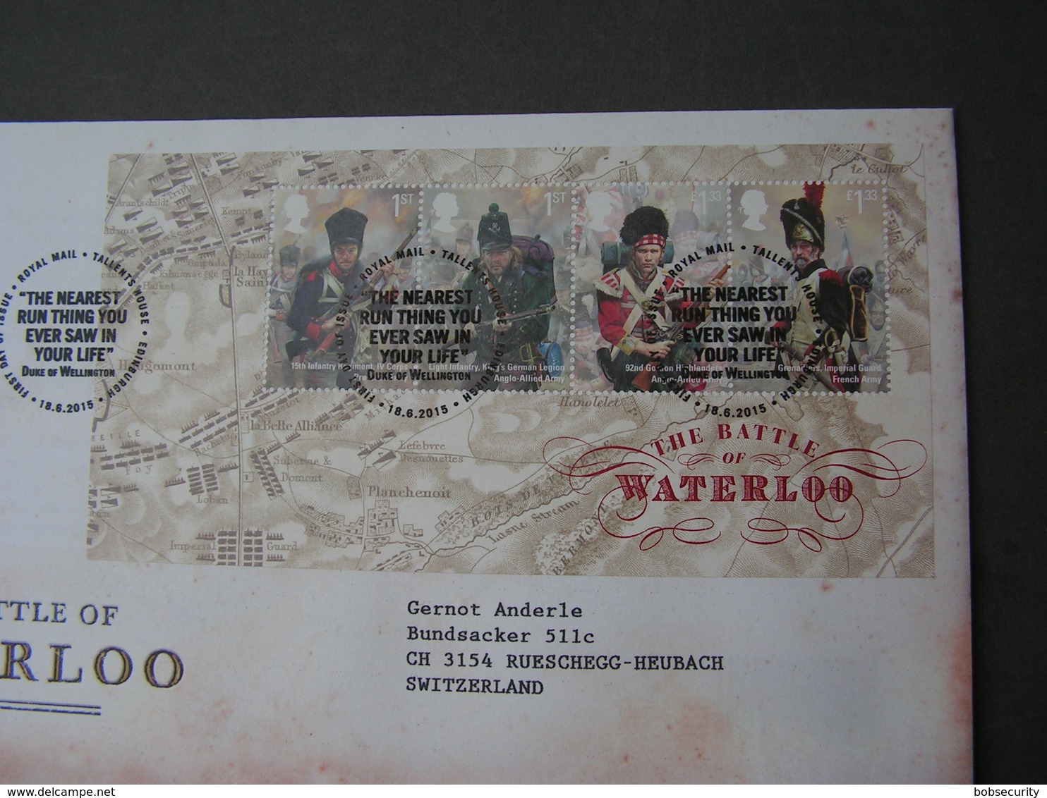 GB FDC 2015 Waterloo - Blocks & Kleinbögen