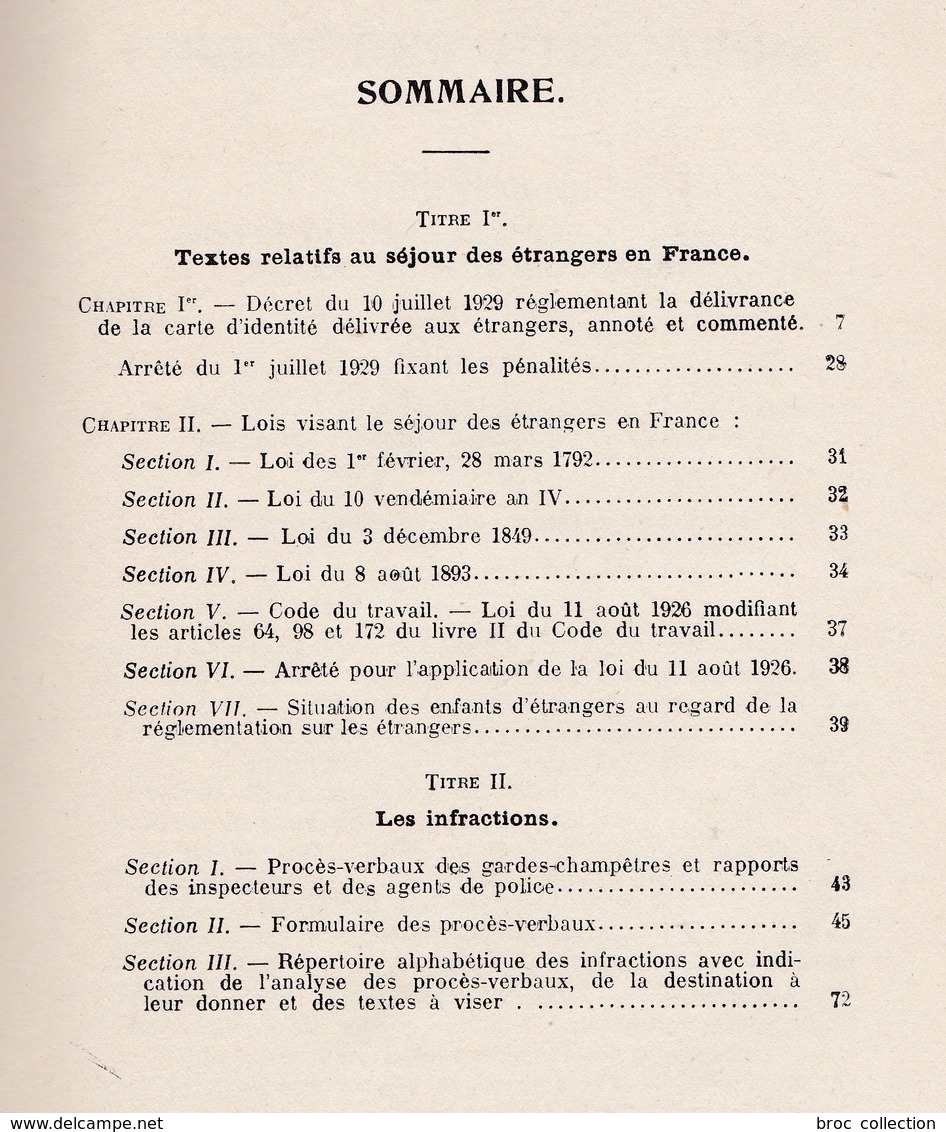 Police Des étrangers, Chef D'escadron Pierre-Gaston Vohl, 1930 - Français