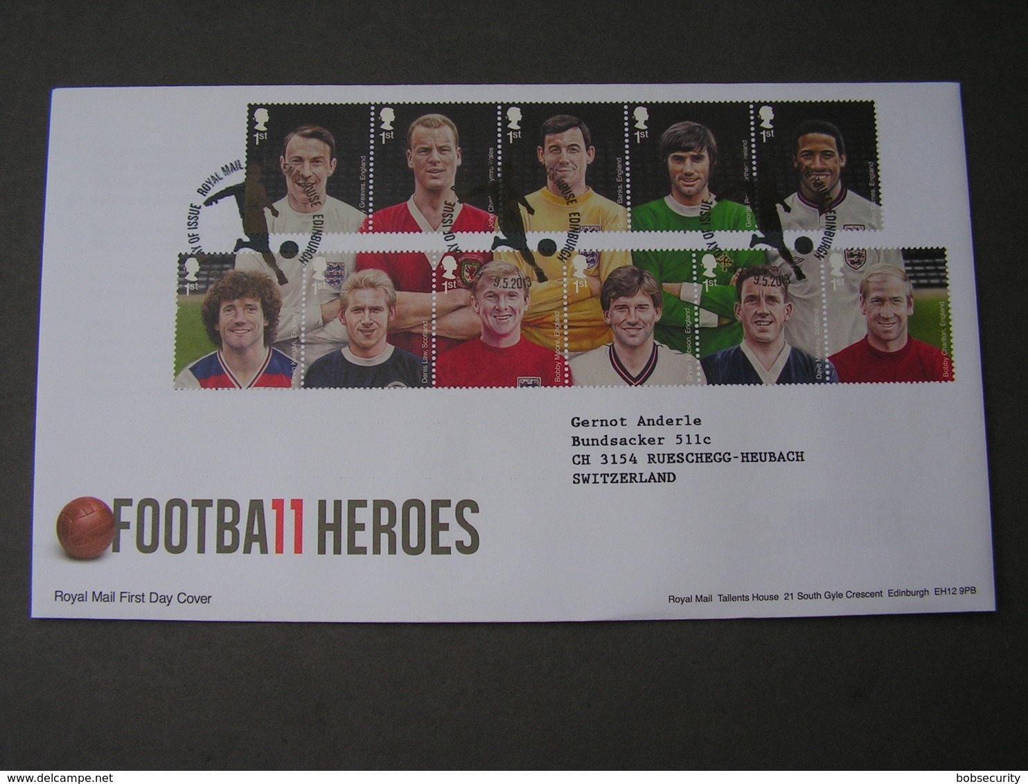 GB FDC 2013  Heroes - 2011-2020 Dezimalausgaben