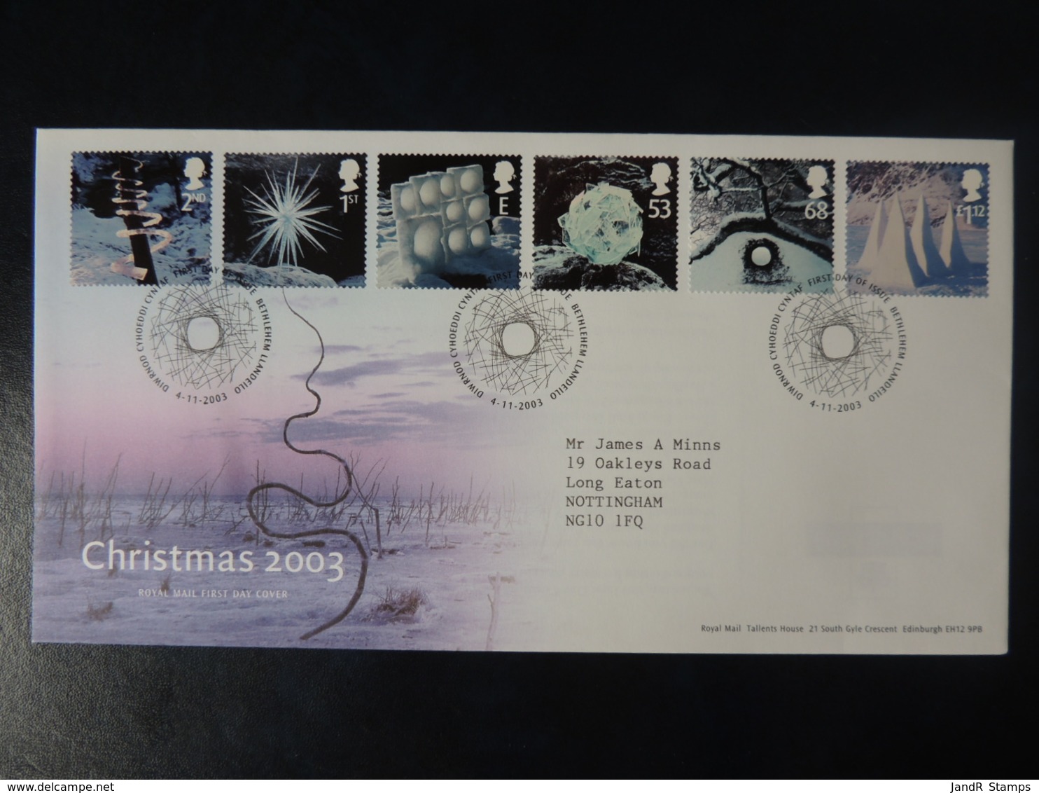 GB 2003 FDC - Christmas Bethlehem Postmark First Day Cover - 2001-2010 Decimal Issues