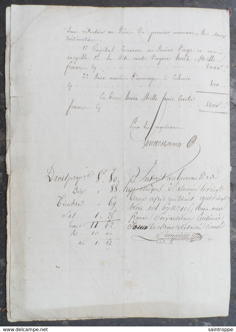 Manuscrit De 1823.Jean Esnault à Carrouges,rente Viagère Pour Nicolas Hebert D'Hauteclair à Alençon. - Manuscrits