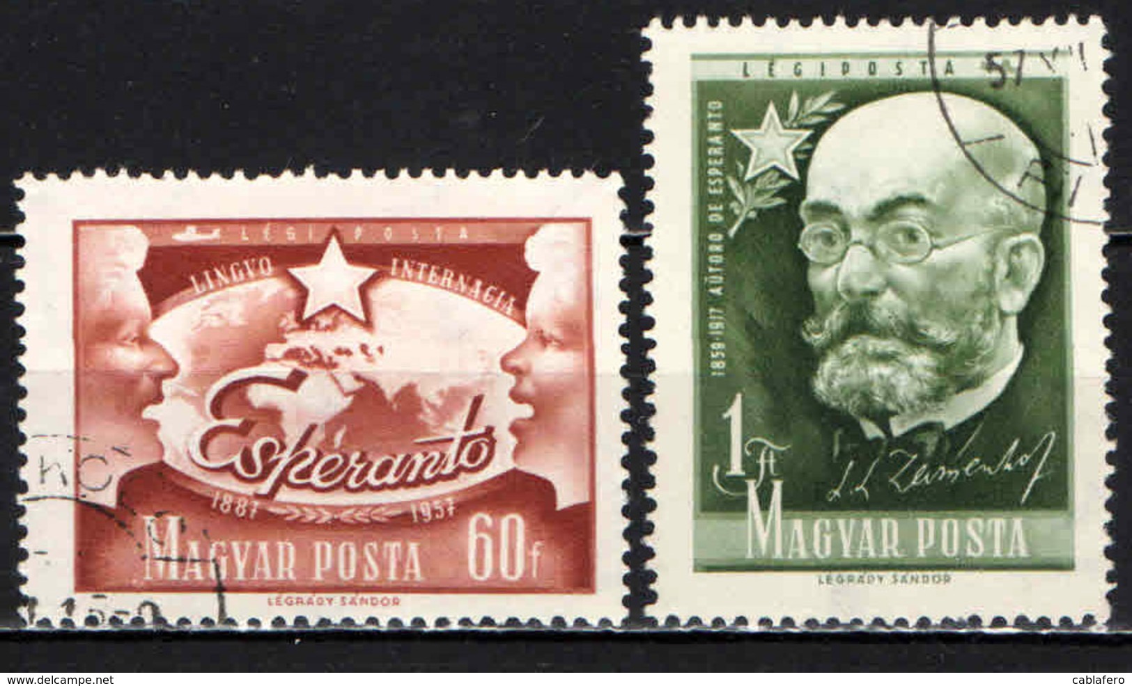 UNGHERIA - 1957 -70° ANNIVERSARIO DELL'ESPERANTO - DR. ZAMENHOF - USATI - Usati