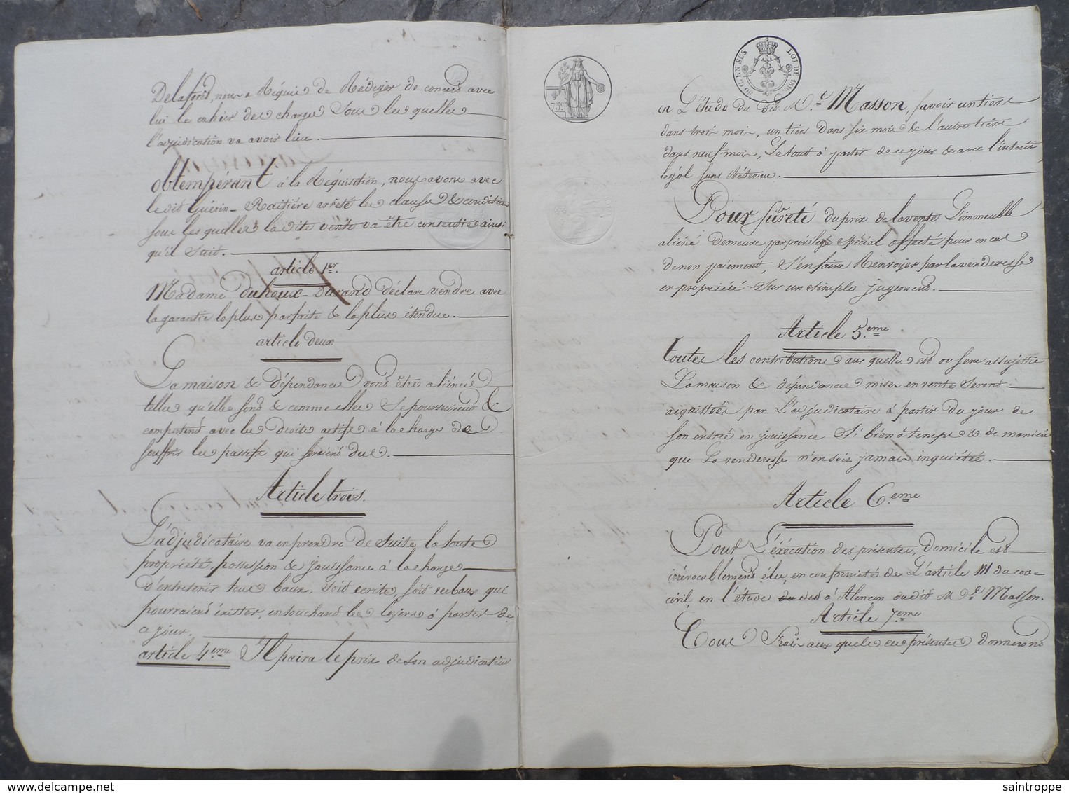 Manuscrit De 1822.Louis Baitière à Fyé Pour Mme Duclair à La Ferté-Macé,vend Une Maison à Alençon 58 Rue De L'Ecusson. - Manuscrits