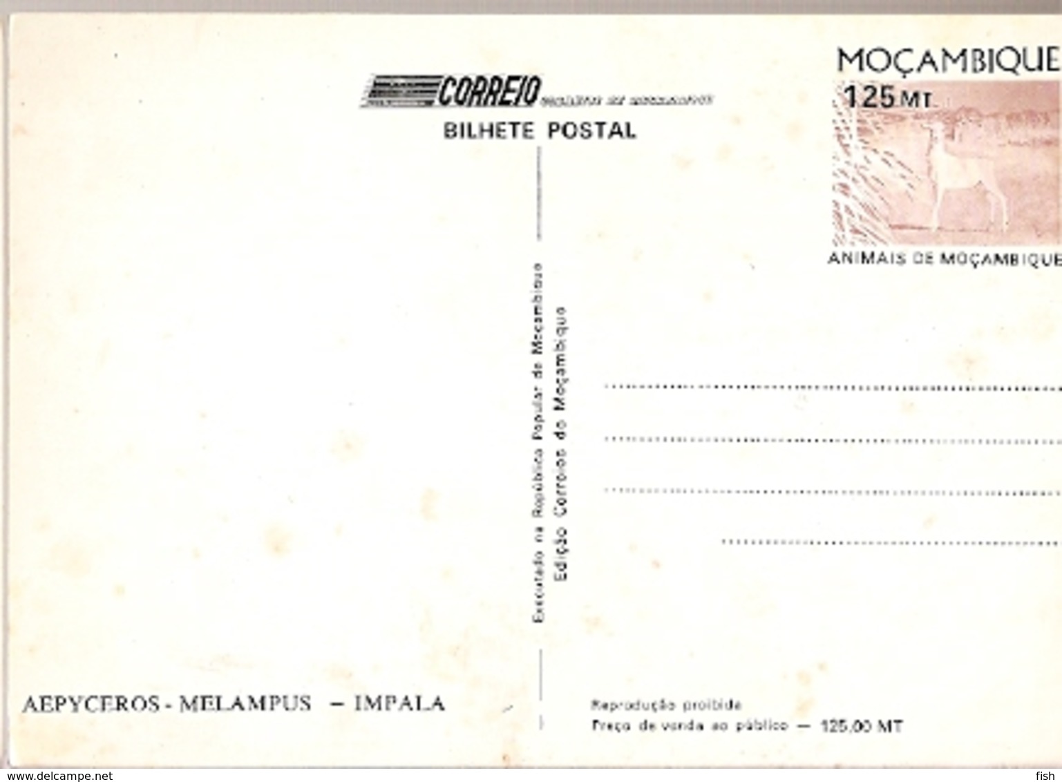 Mozambique ** & Postal Stationery, Animals From Mozambique, Impala, Aepyceros Melampus  (6801) - Mozambique