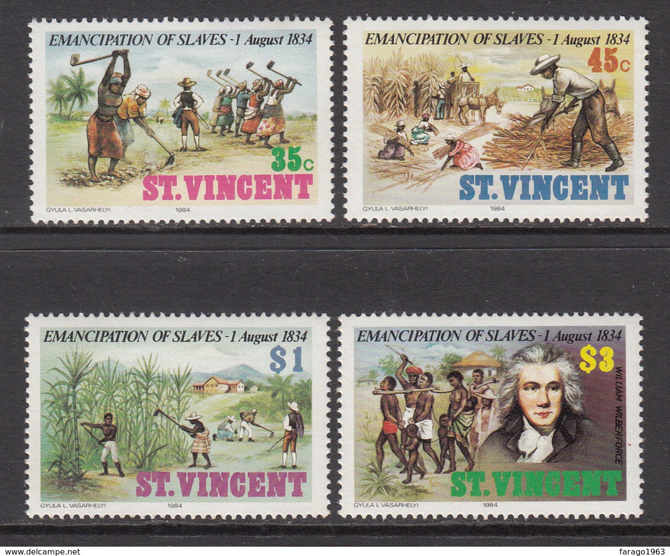 1984 St. Vincent Abolition Of Slavery Racism  Complete Set Of 4 MNH - St.Vincent (1979-...)