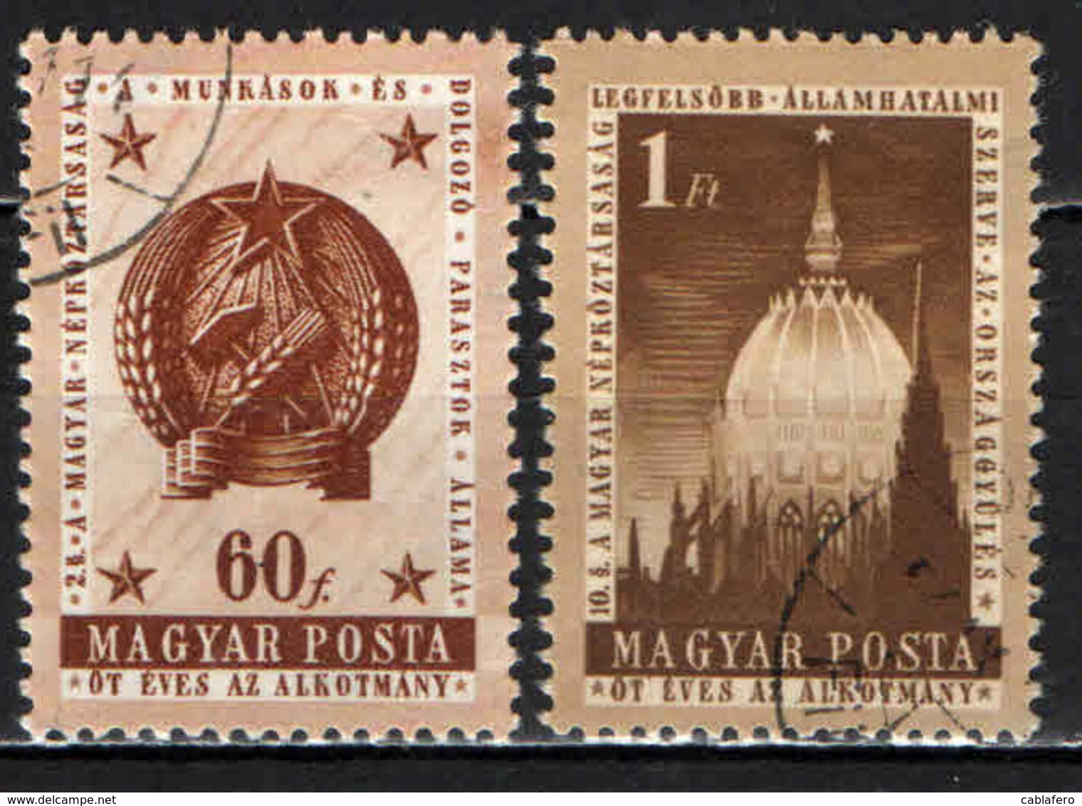 UNGHERIA - 1954 - 5° ANNIVERSARIO DELAL COSTITUZIONE UNGHERESE - USATI - Used Stamps