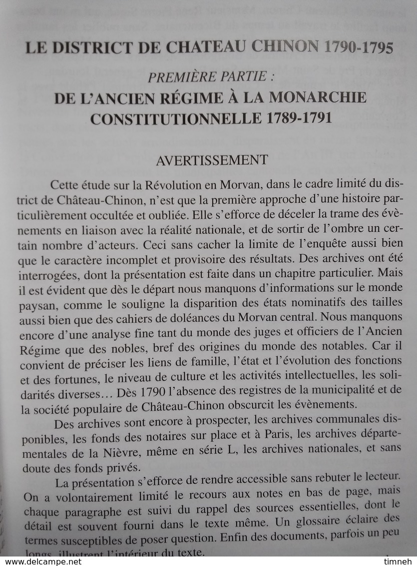 André Paris - 1789 La Révolution Vécue En Morvan CHATEAU CHINON De L'Ancien Régime à La Monarchie Constitutionnelle 1791 - Bourgogne