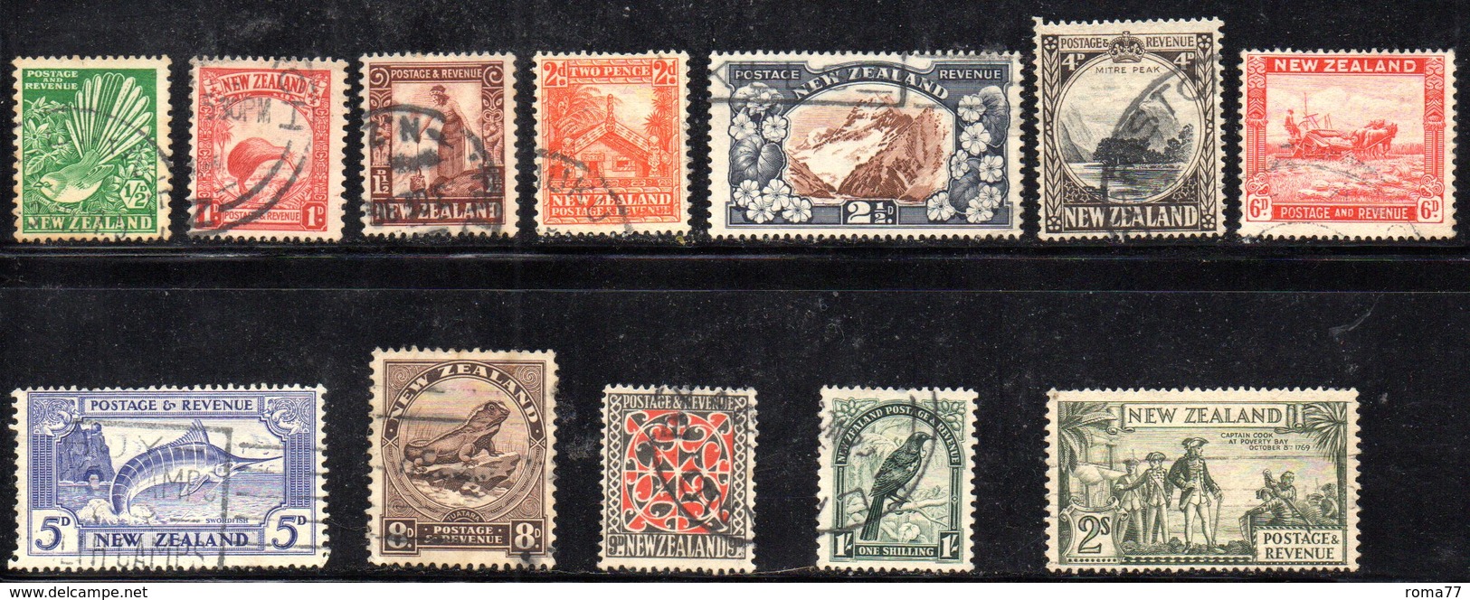 APR1099 - NEW NUOVA ZELANDA 1935 ,  12 Valori Usati (2380A)  Ordinaria - Used Stamps