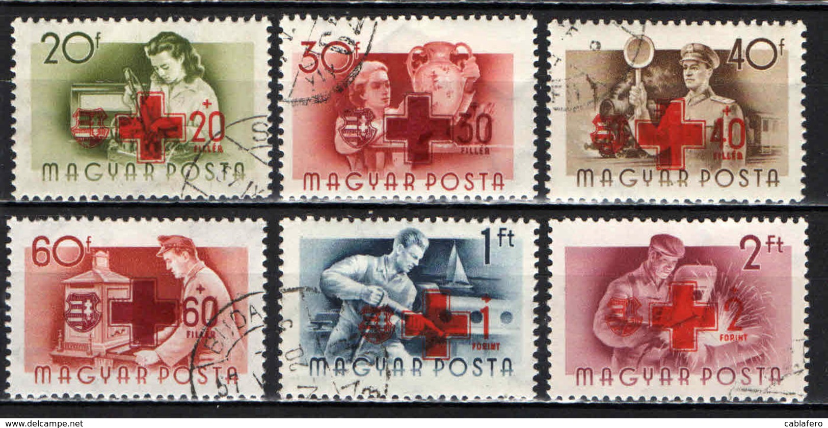 UNGHERIA - 1957 - SOVRASTAMPA CROCE ROSSA - OVERPRINTED - USATI - Usati