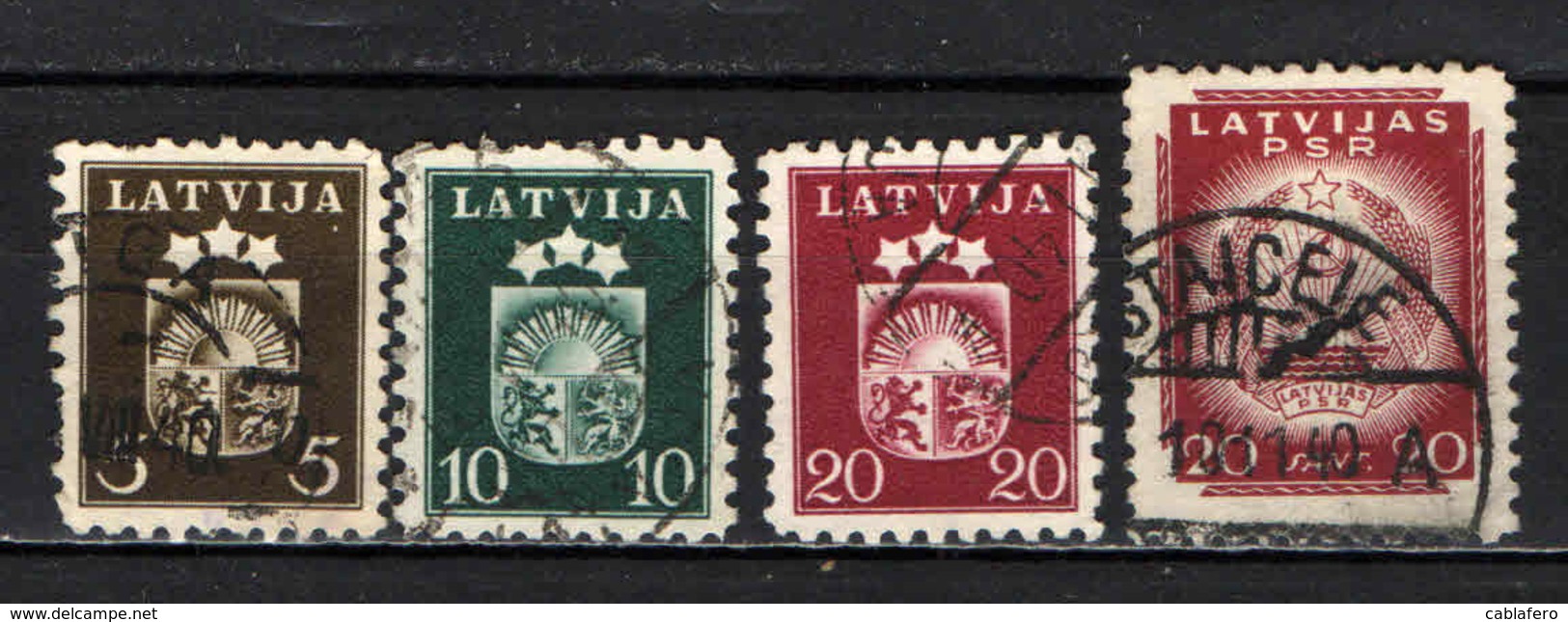 LETTONIA - 1941 - STEMMA DELLA REPUBBLICA SOCIALISTA SOVIETICA - USATI - Lettonia