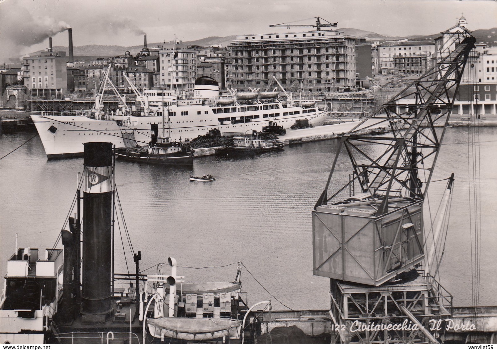 CIVITAVECCHIA-ROMA-IL PORTO-CARTOLINA VERA FOTOGRAFIA-VIAGGIATA IL 30-7-1954 - Civitavecchia