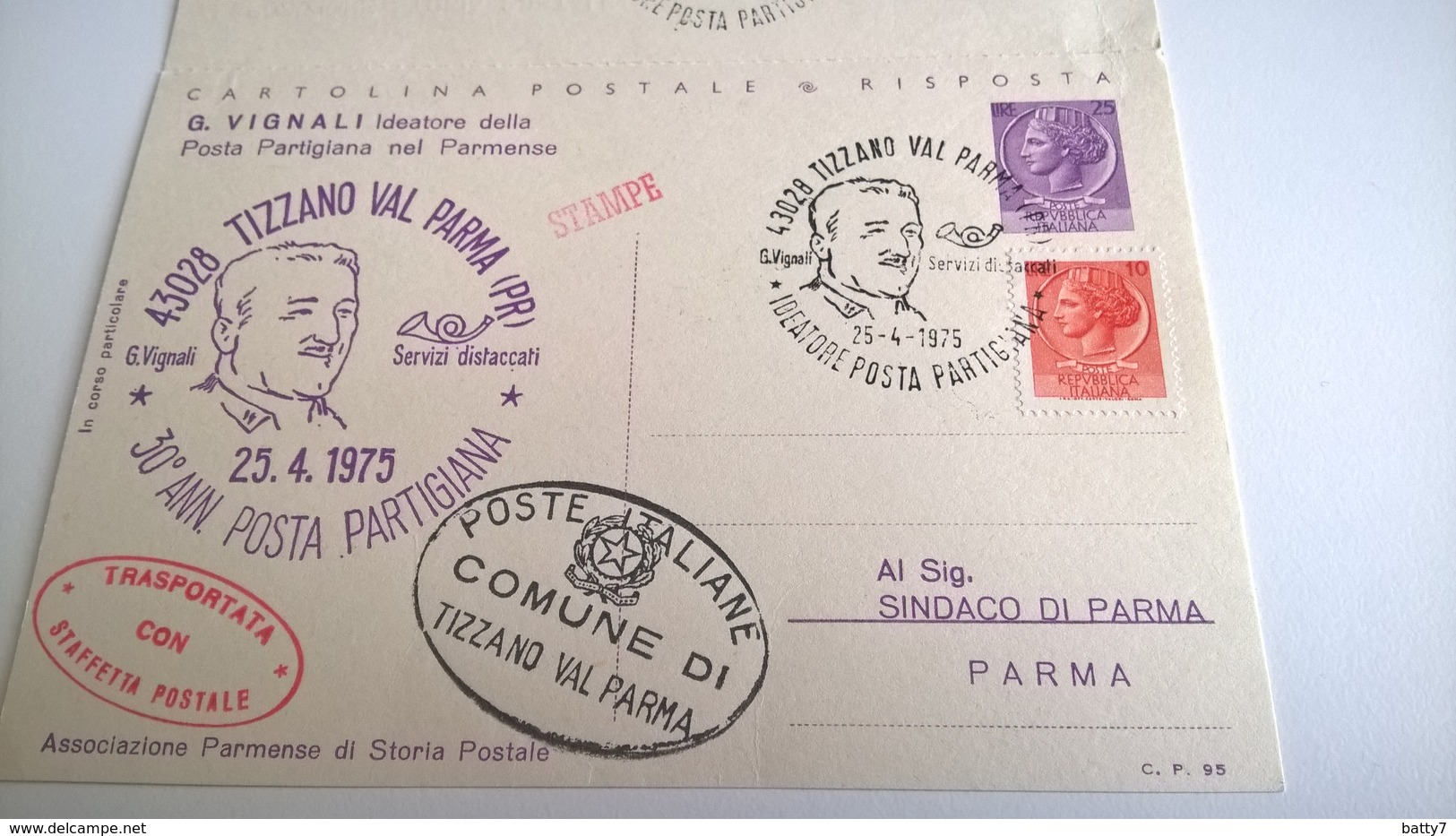 1975 TRASPORTO STAFFETTA POSTALE - POSTA PARTIGIANA - Esposizioni